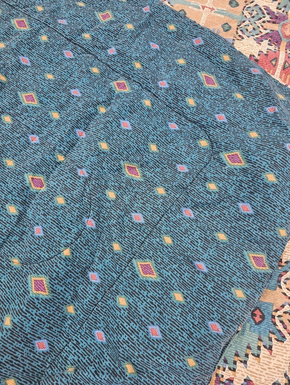 Springs Industries Aztec Queen Comforter Blanket USA Made 50/50 Blend Reversible